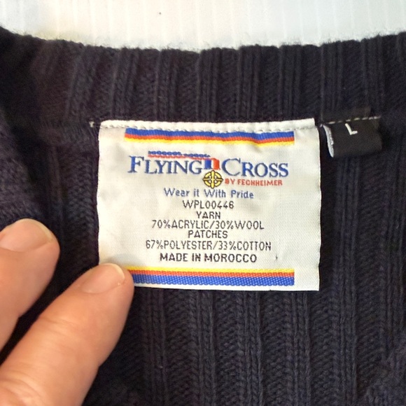 Flying Cross, Men's Black V-Neck Sweater, Military - Picture 3 of 11